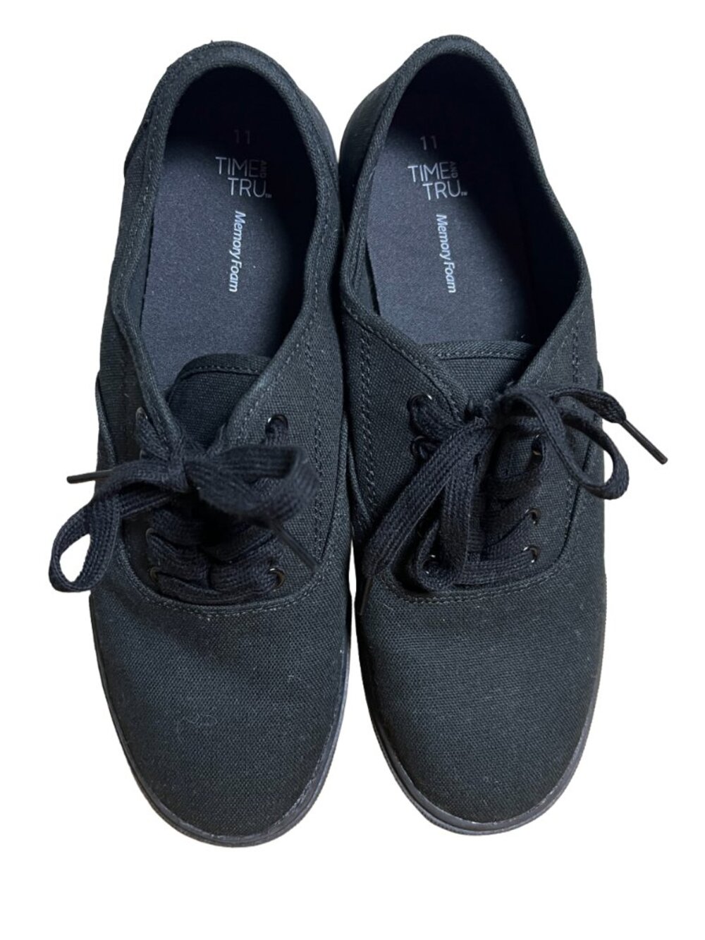 Time and Tru Black Canvas Sneakers 11 Minimalist